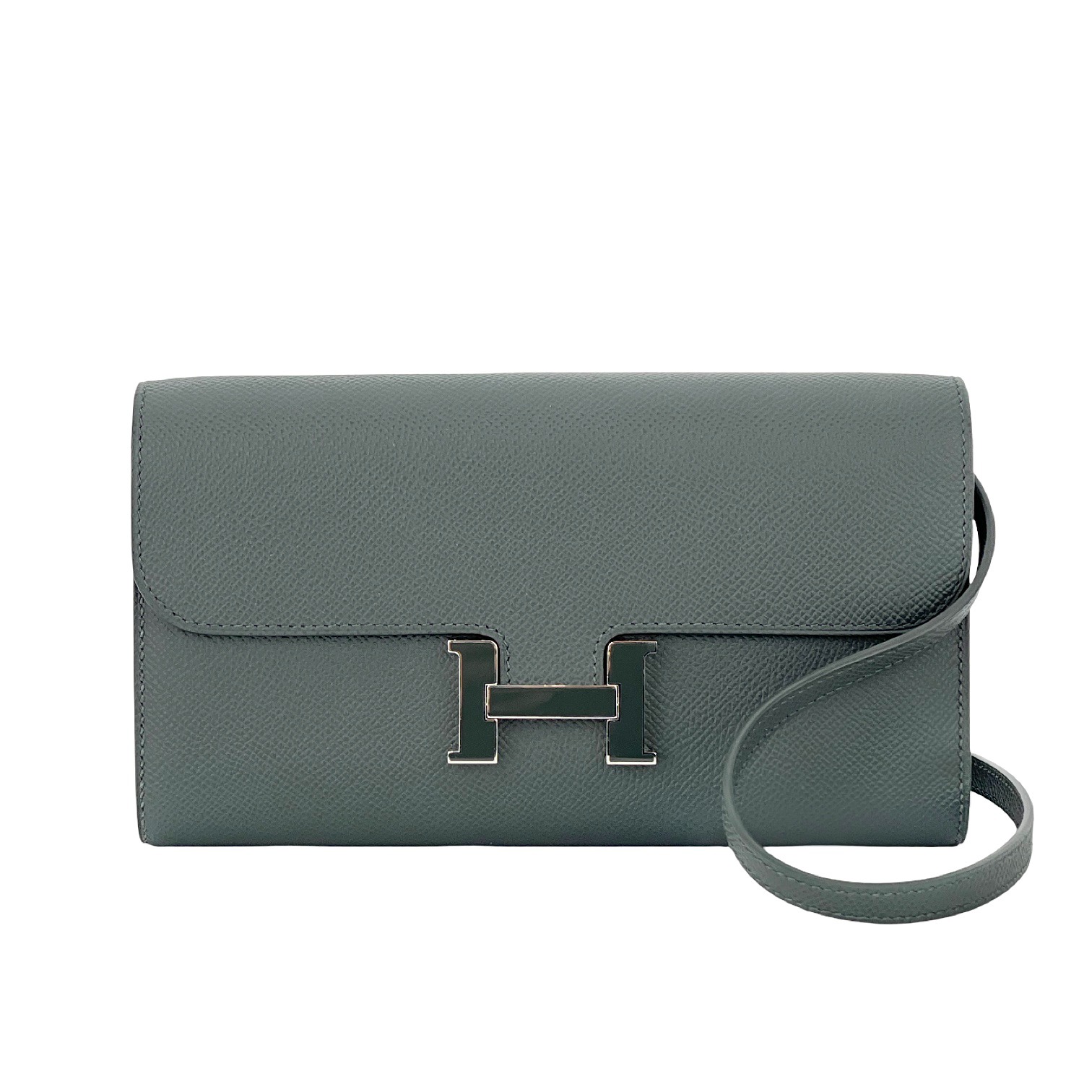 Hermes Epsom Leather Lacquer Hardware Vert Mangrove Constance To Go Wallet