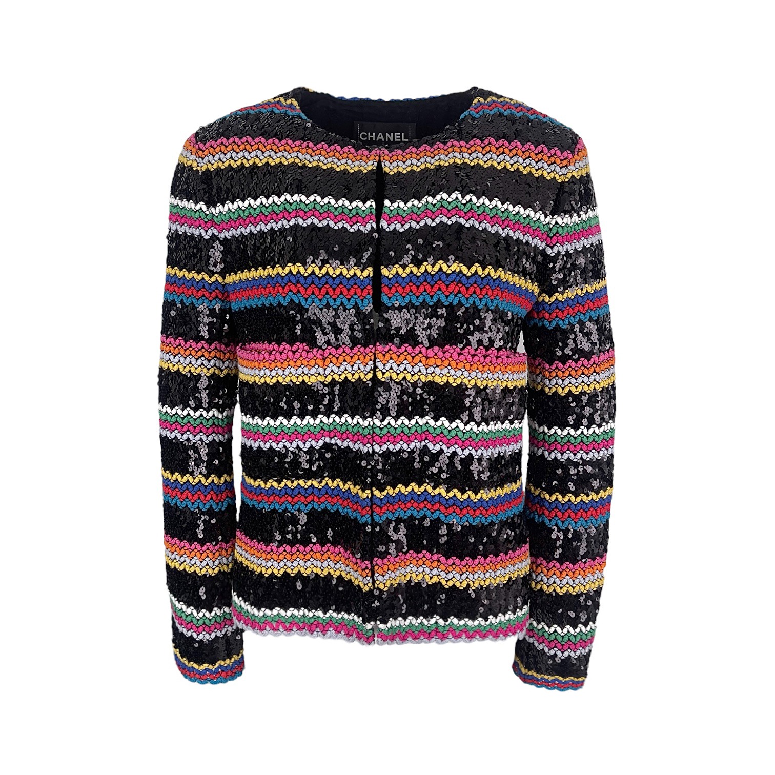 Chanel Multicolor Woven Sequin Striped 2022 Jacket 42