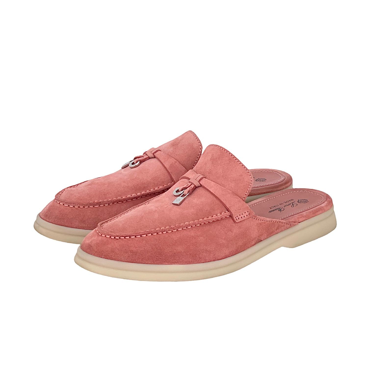 Loro Piana Sorbet Pink Babouche Charms Walk Loafers 38.5