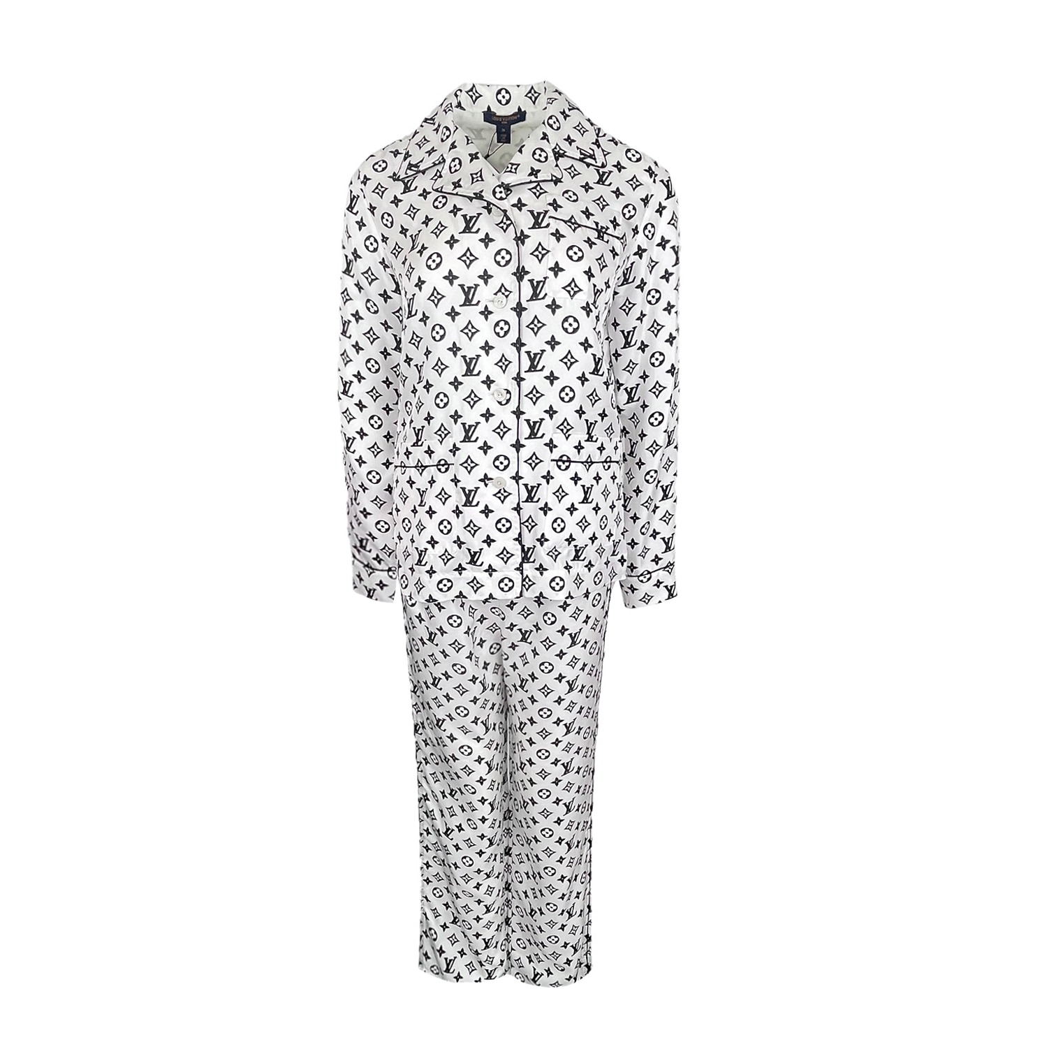 Louis Vuitton White Black Monogram Pajama Shirt 36 Pants 36