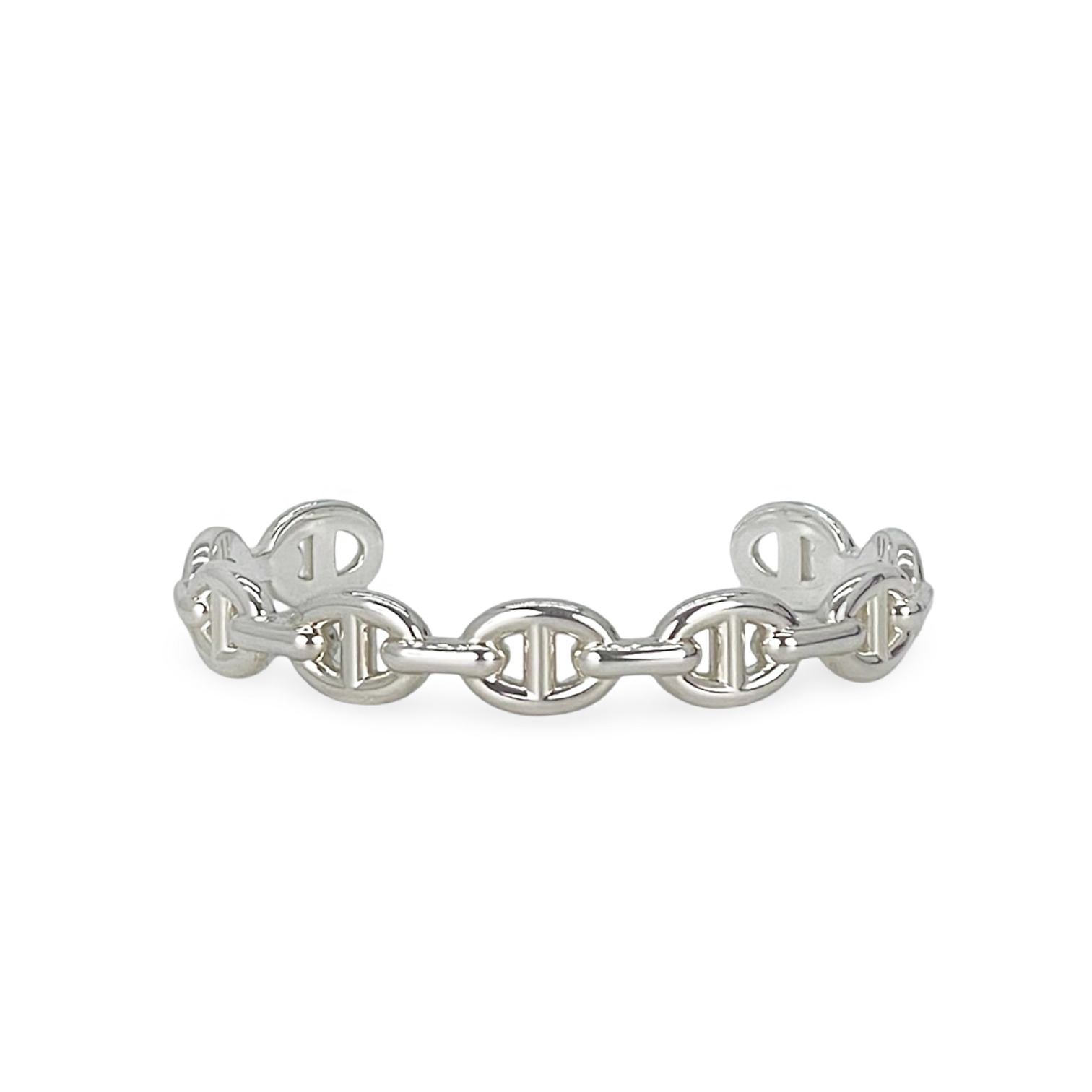 Hermes Sterling Silver Chaine Dancre Enchainee Bracelet Medium ST