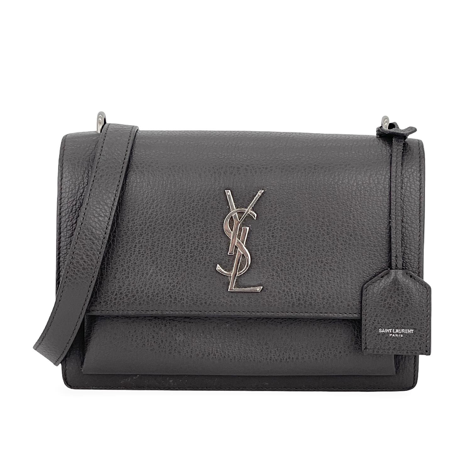 Saint Laurent Grey Leather Medium Sunset Crossbody Bag
