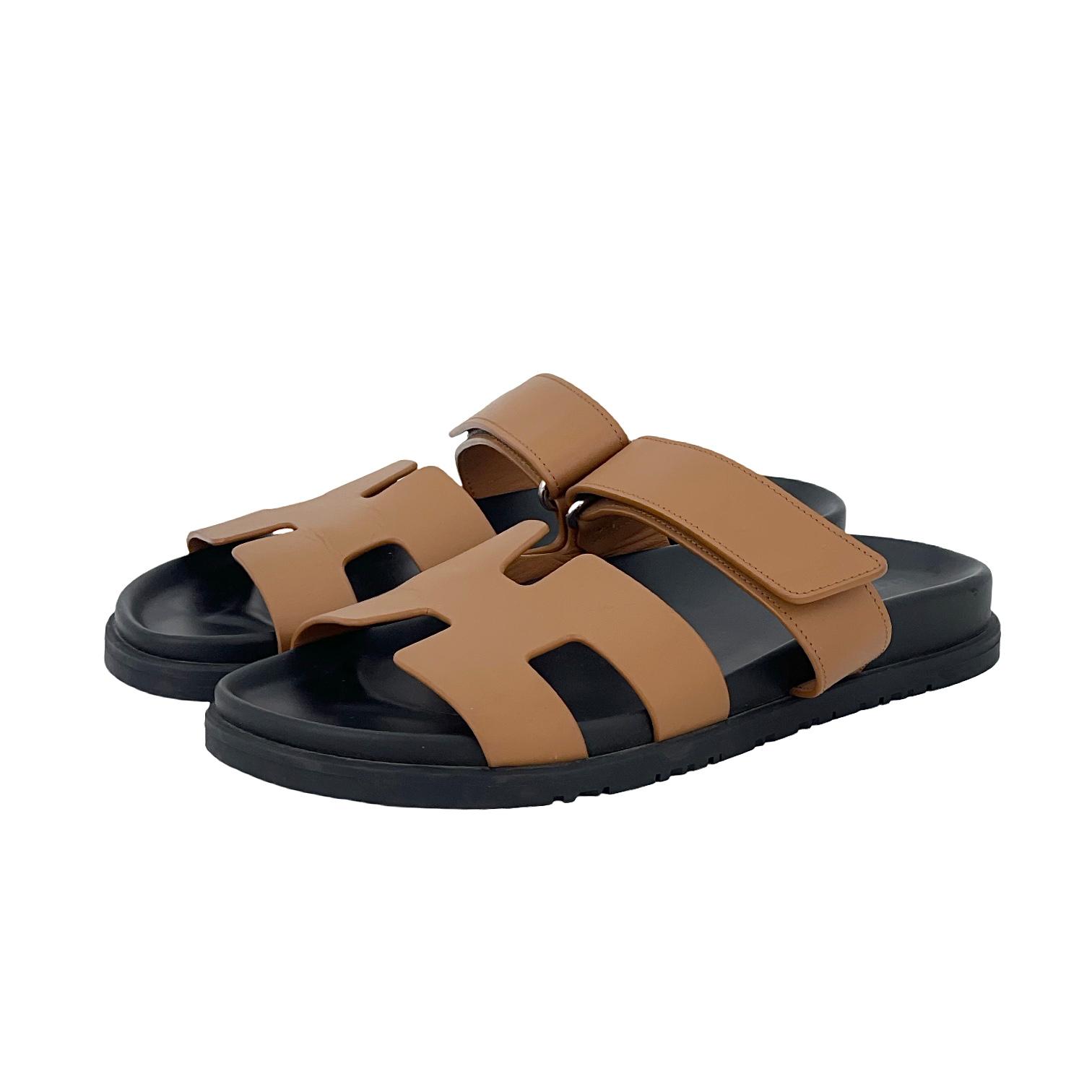 Hermes Naturel Calfskin Chypre Sandals 38.5