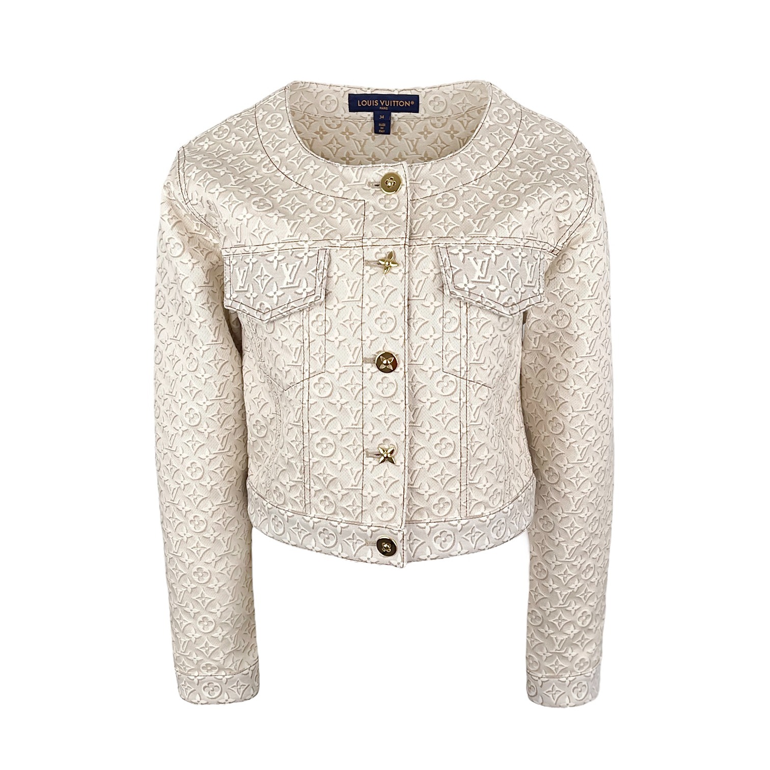 Louis Vuitton Beige 3D Monogram Cotton Denim Jacket 34