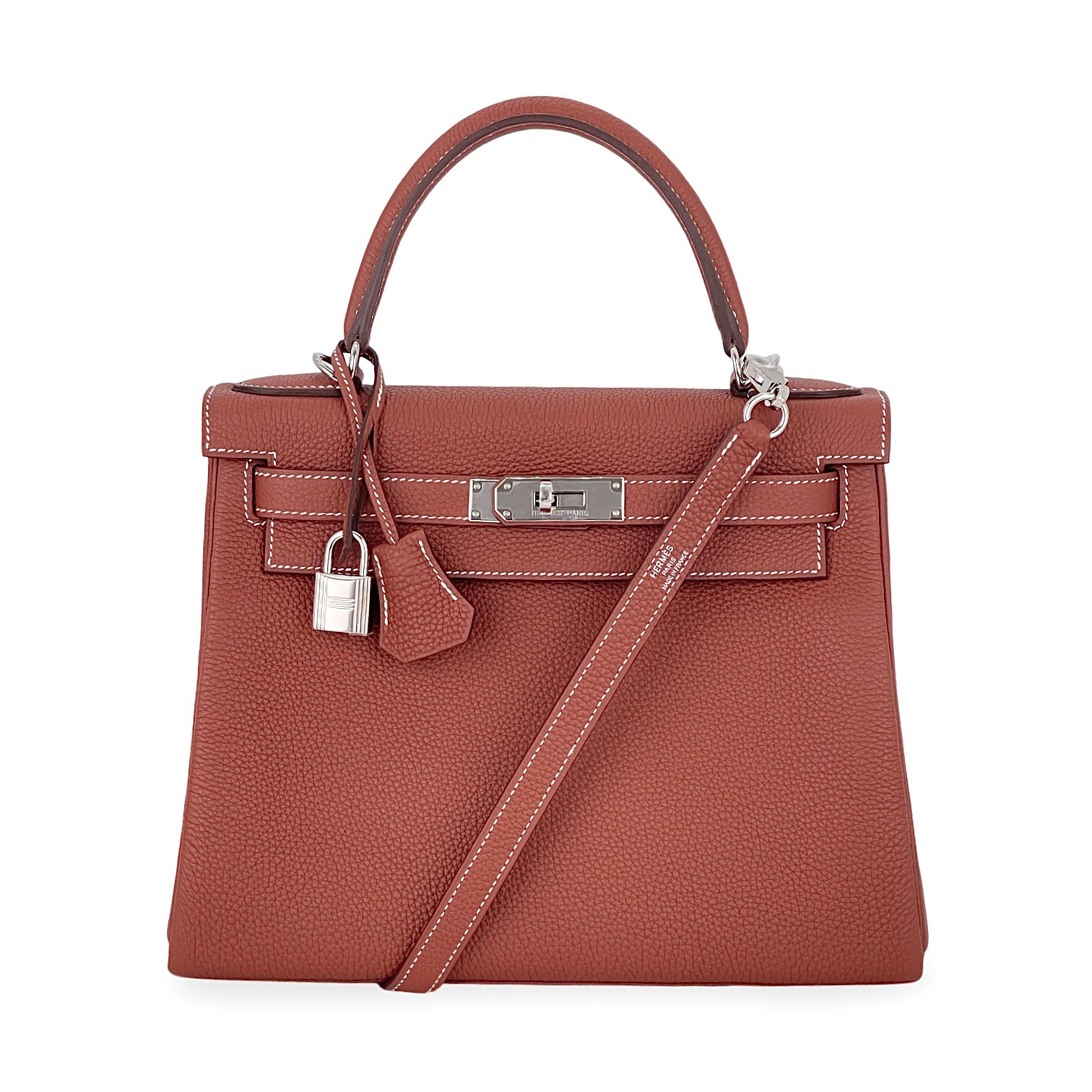 Hermes Togo Leather Palladium Hardware Sienne Kelly 28