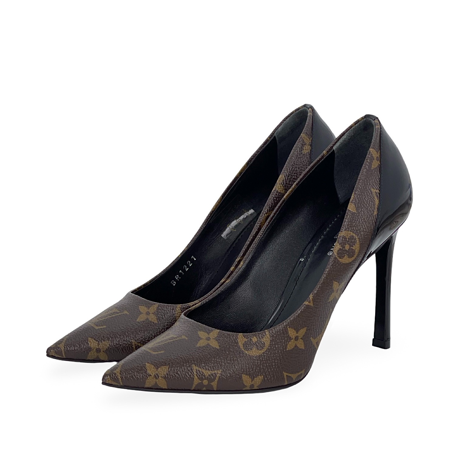 Louis Vuitton Brown Monogram Canvas Patent Leather Cherie Pumps 38