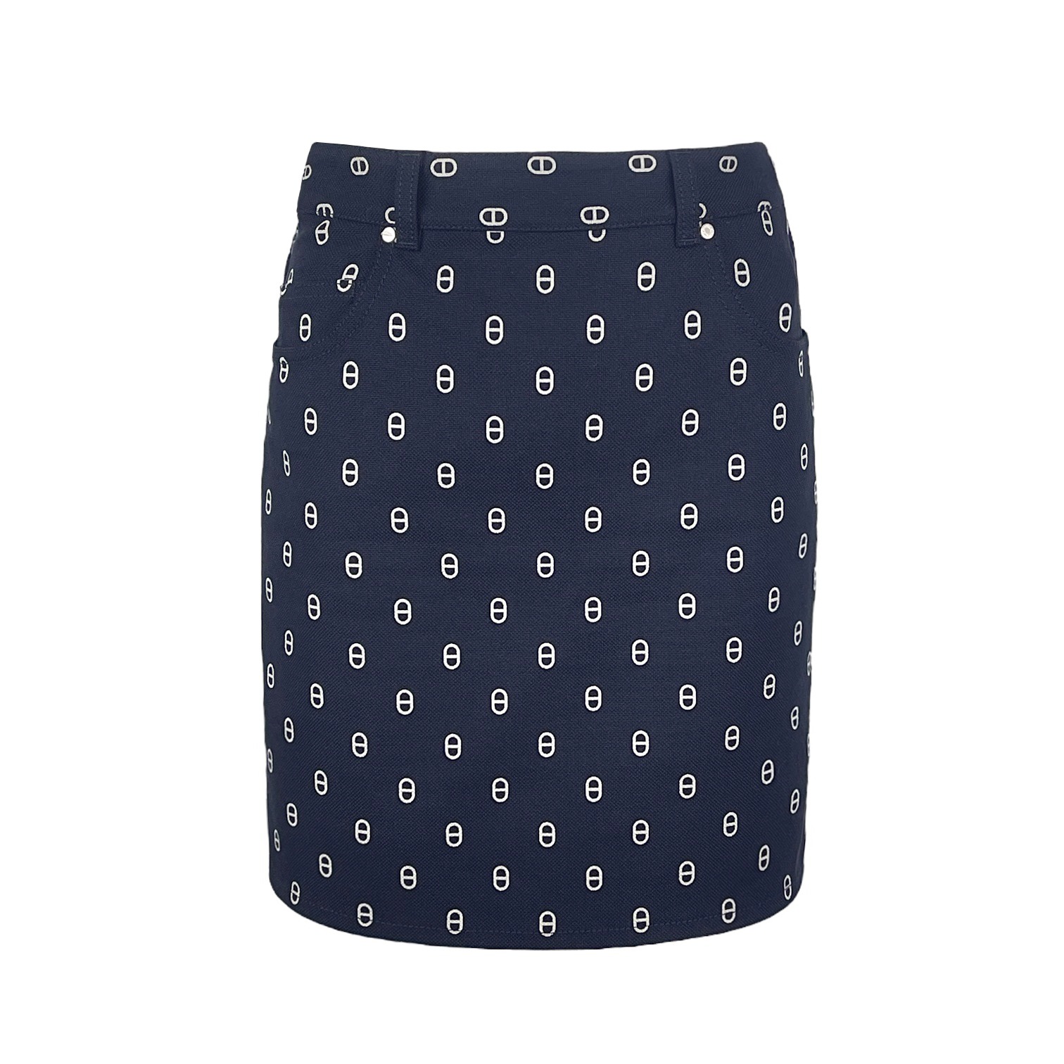 Hermes Bleu Marine Chaine Dancre Denim Mini Skirt 34