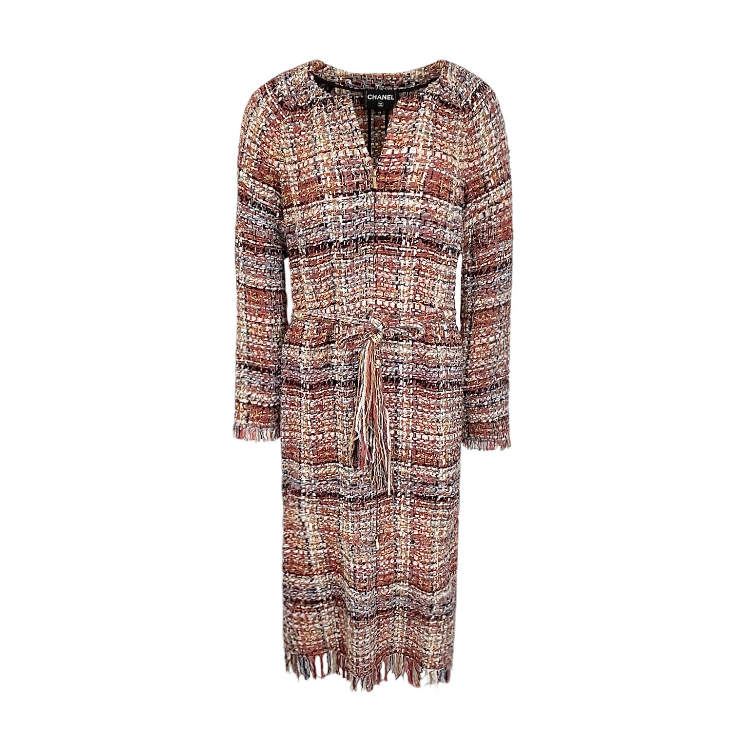 Chanel Multicolor Fantasy Tweed Belted 2018 Dress 44