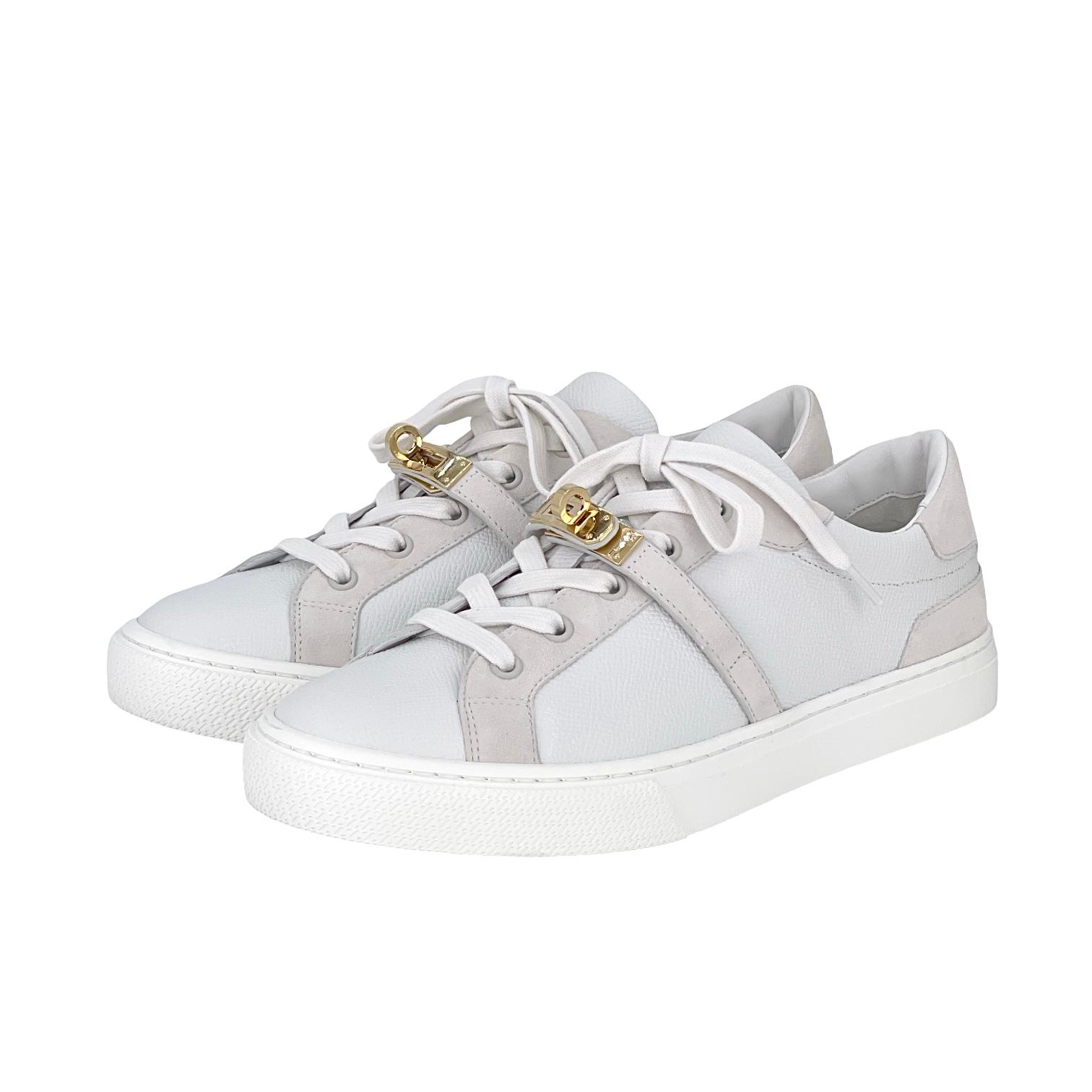 Hermes Epsom Leather Suede Blanc Day Sneakers 39