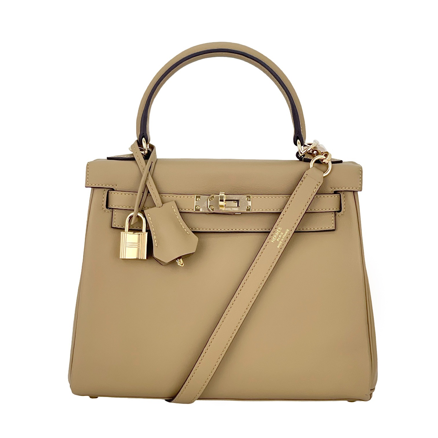 Hermes Swift Leather Permabrass Hardware Poussiere Kelly 25