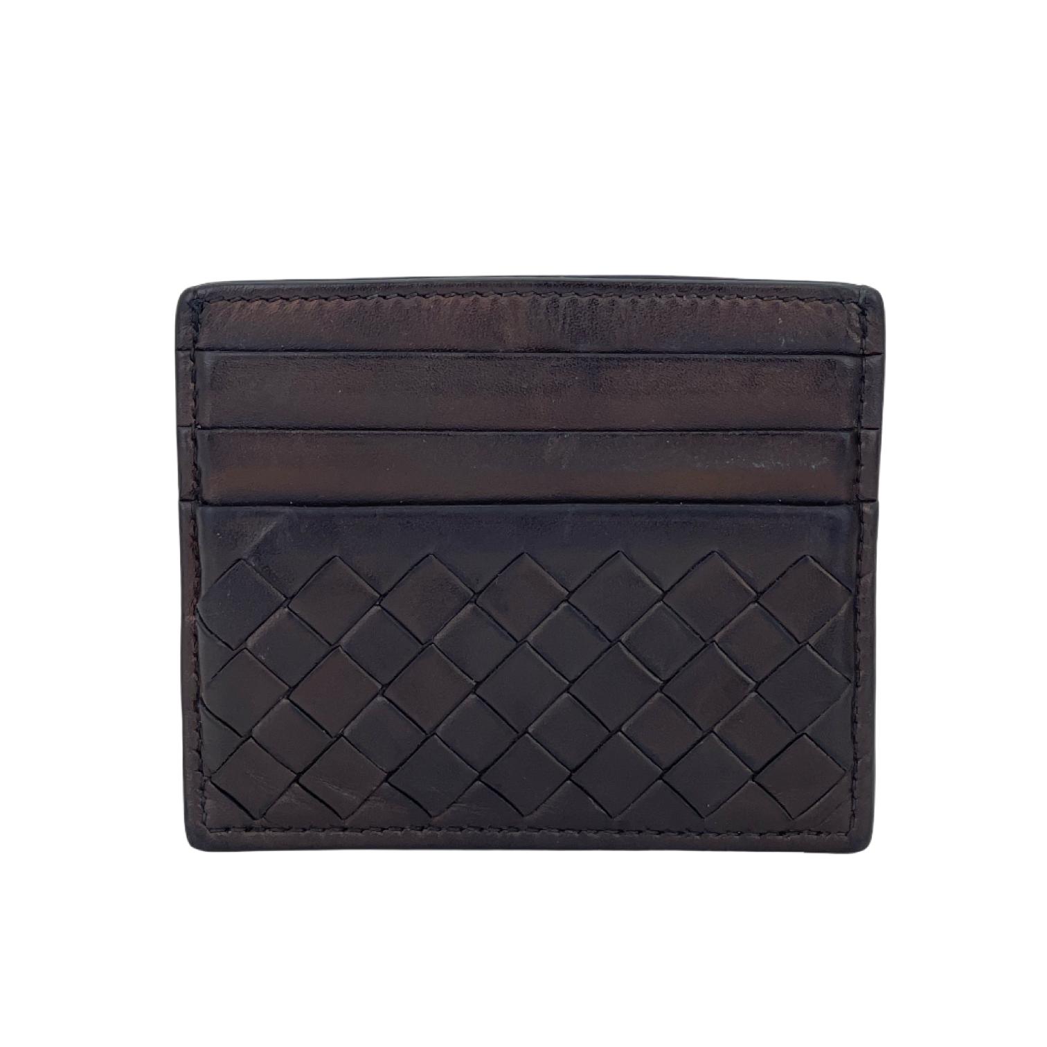 Bottega Veneta Black Intrecciato Leather Card Holder