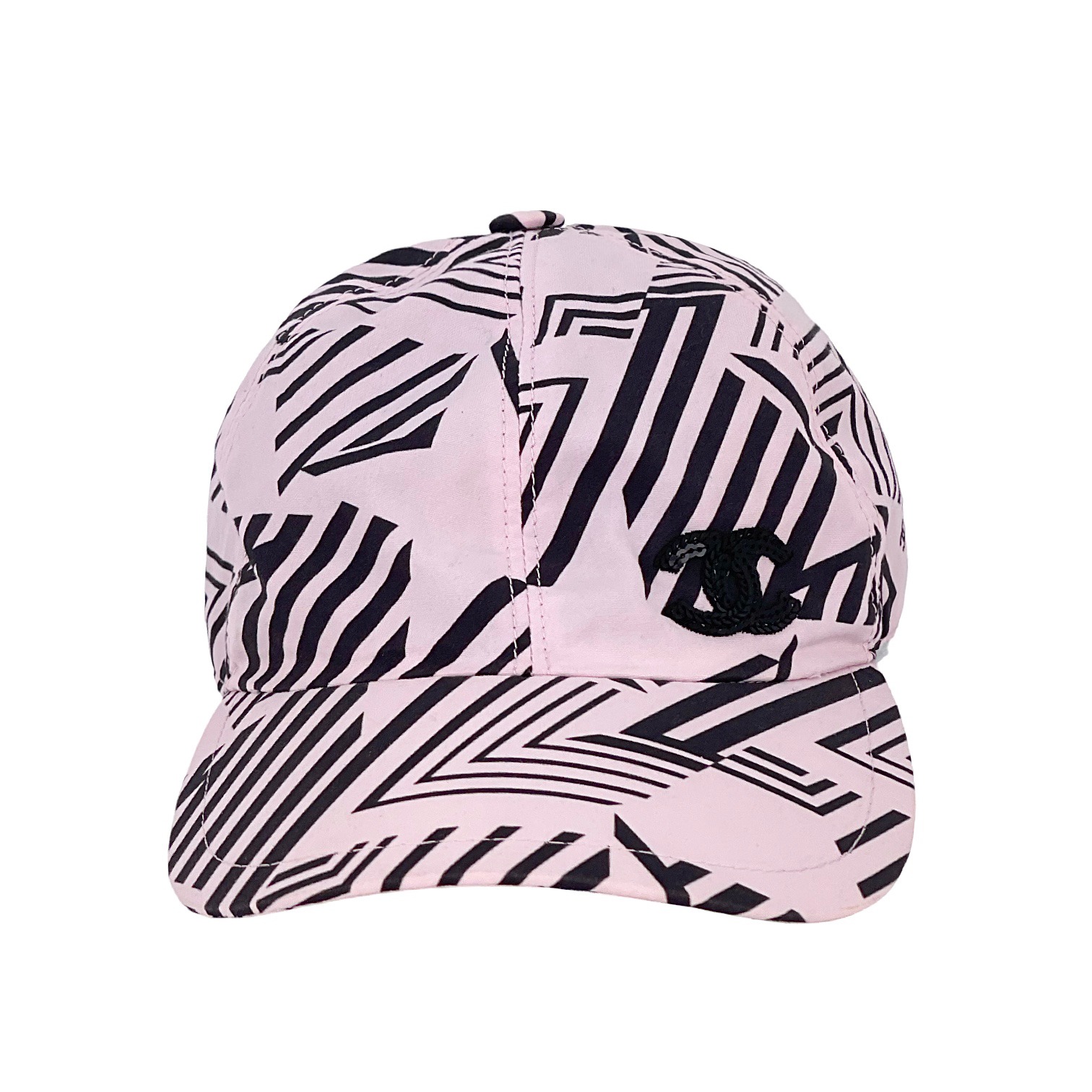 Chanel Pink Black CC LLogo Cotton Cap