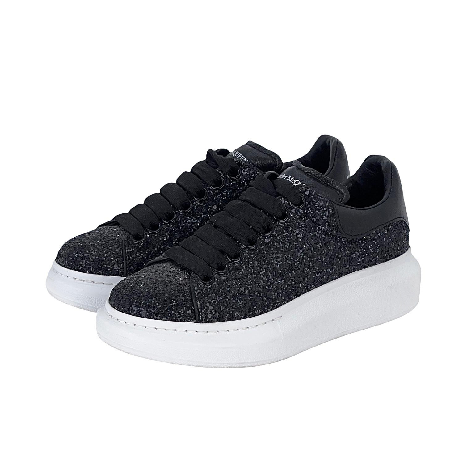 Alexander McQueen Black Glitter Oversized Sneakers 35.5