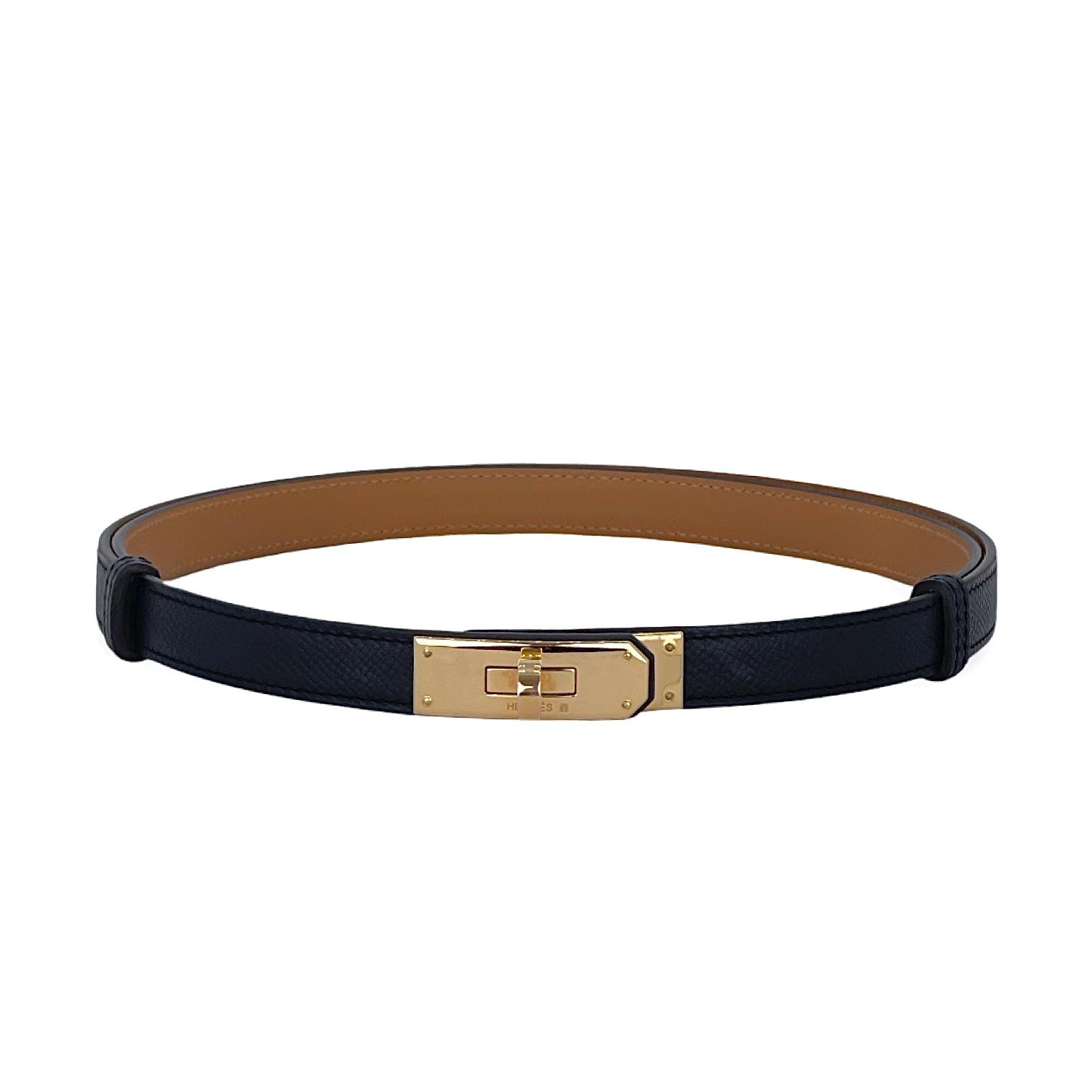 Hermes Epsom Leather Gold Hardware Noir Kelly Belt 18