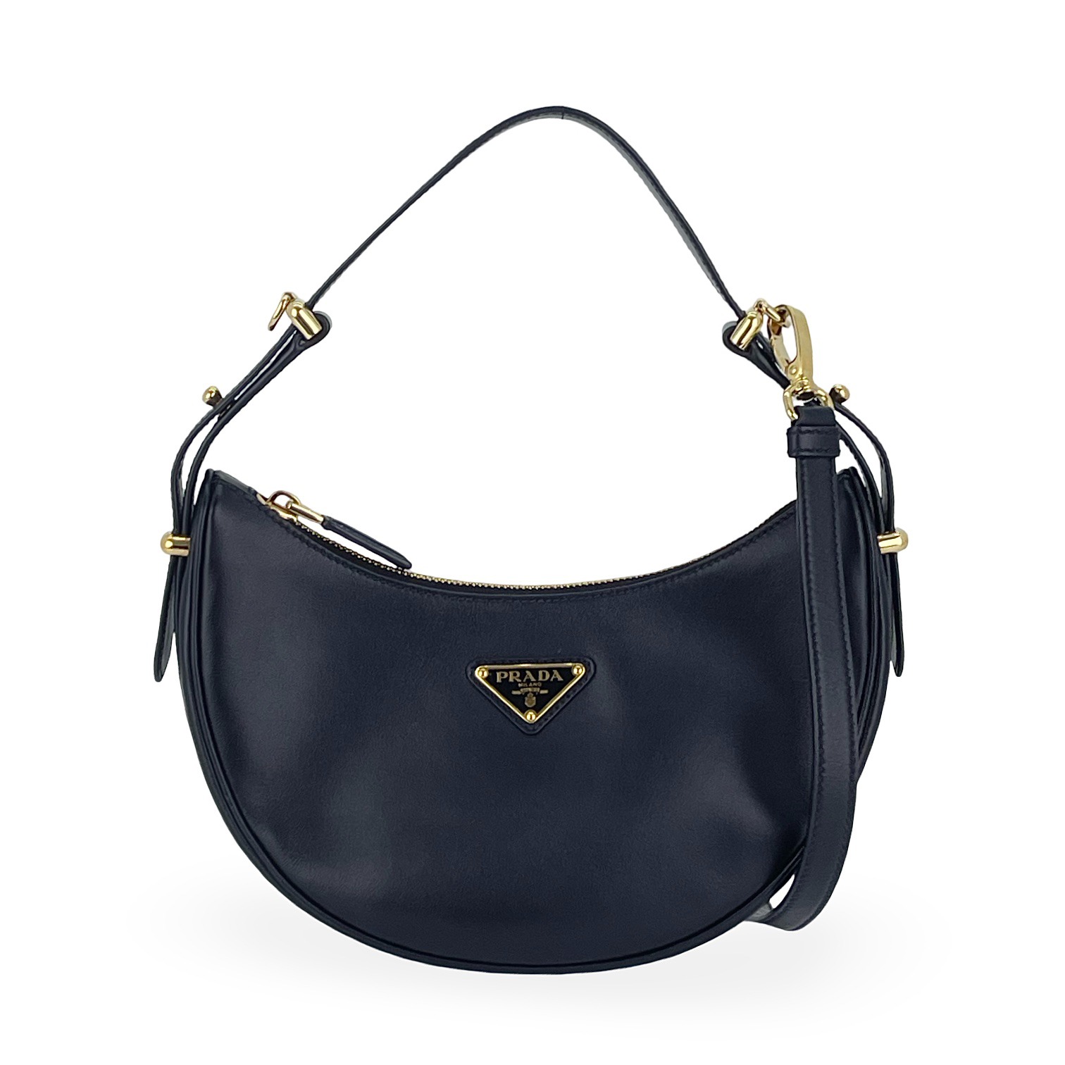 Prada Black Leather Small Arque Shoulder Bag