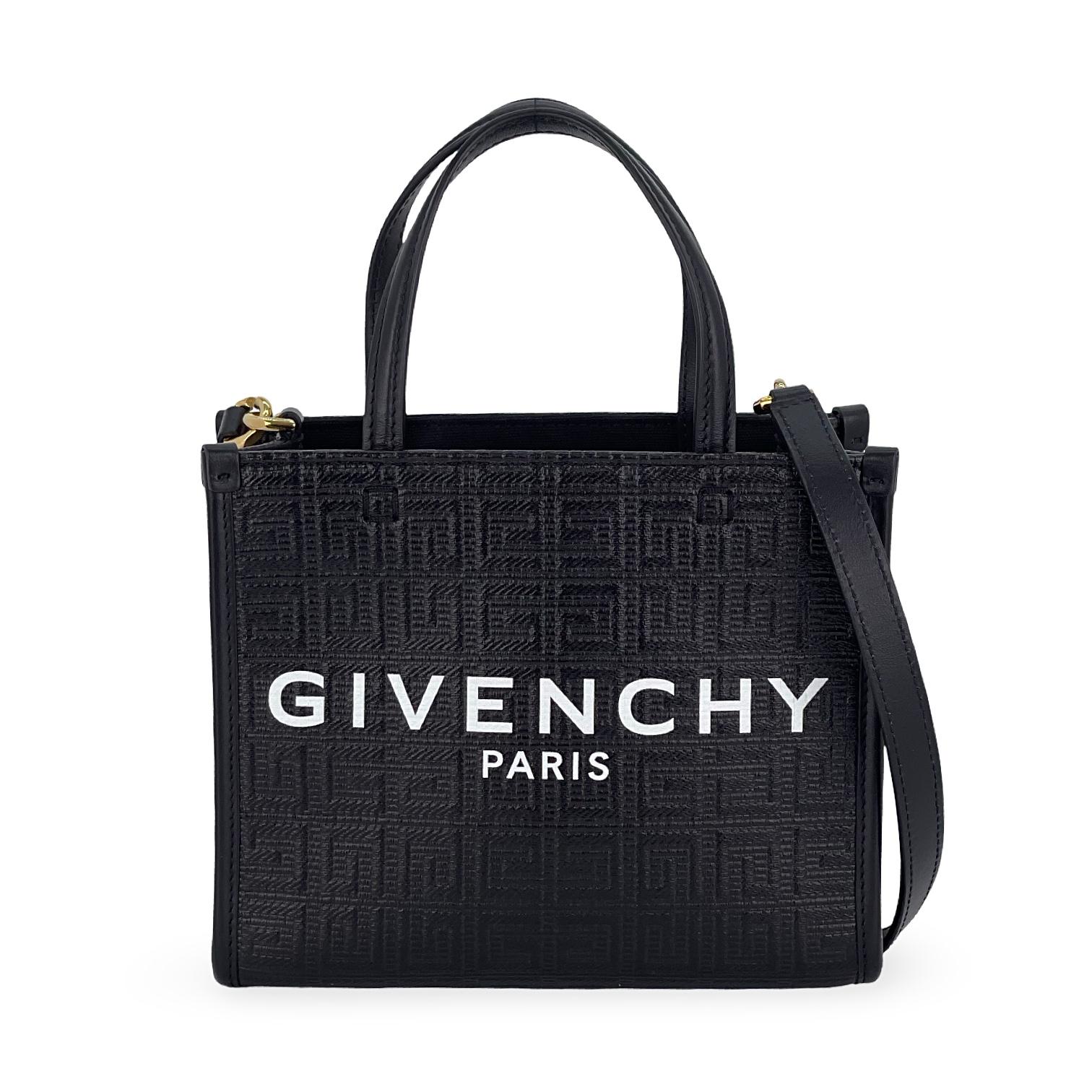 Givenchy Black Coated Canvas 4G Embossed Mini Tote Bag