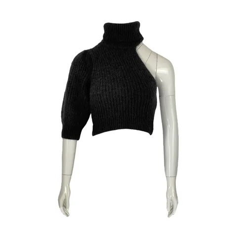 Celine Black Wool Turtleneck One Shoulder Sweater XS - 1