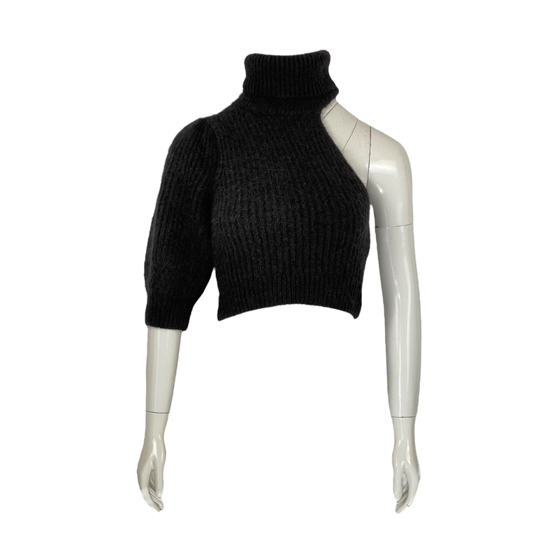 Celine Black Wool Turtleneck One Shoulder Sweater XS - 1