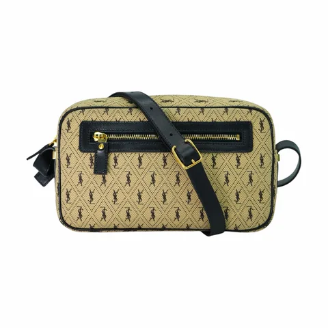Saint Laurent Beige Canvas Monogram All Over Camera Bag - 1