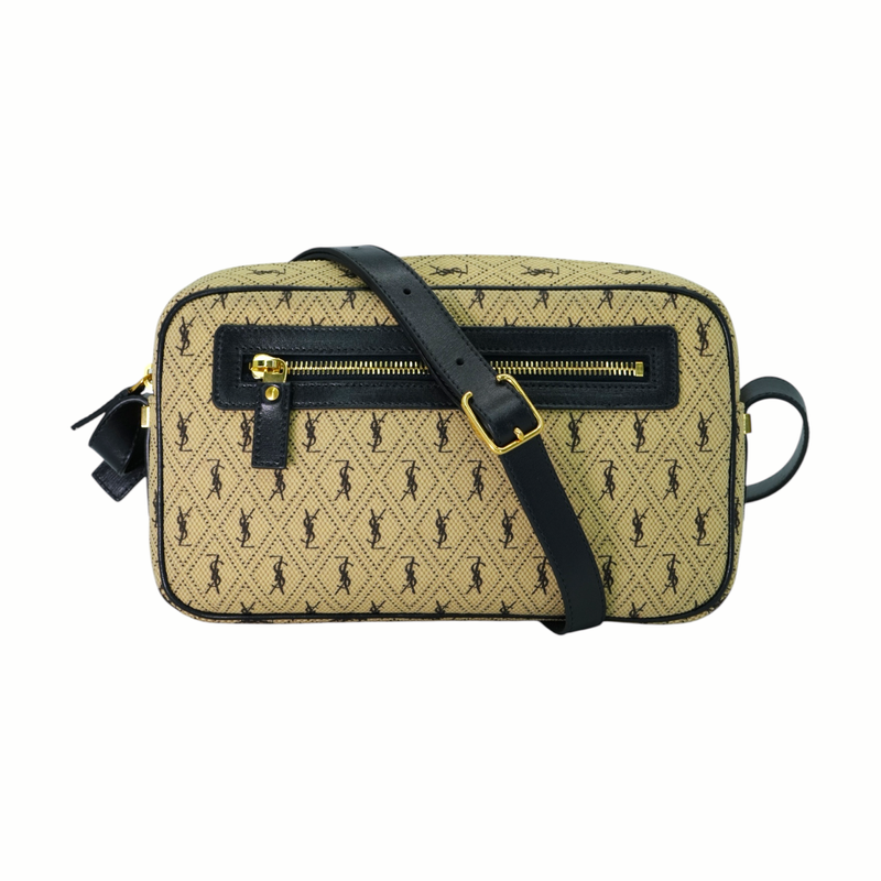 Saint Laurent Beige Canvas Monogram All Over Camera Bag - 1