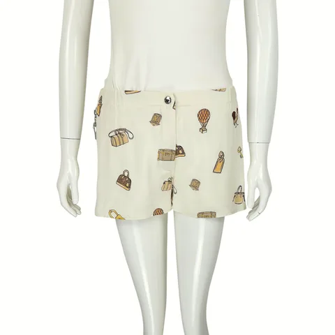 Louis Vuitton Cream Silk Printed Mini Short 34
