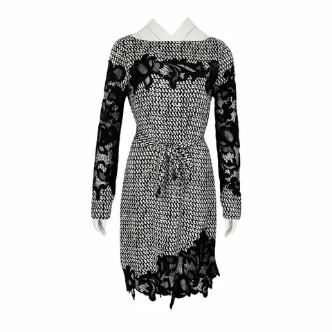 Diane Von Furstenberg Black White Silk Laced DVF Ernestia Dress 6 - 1