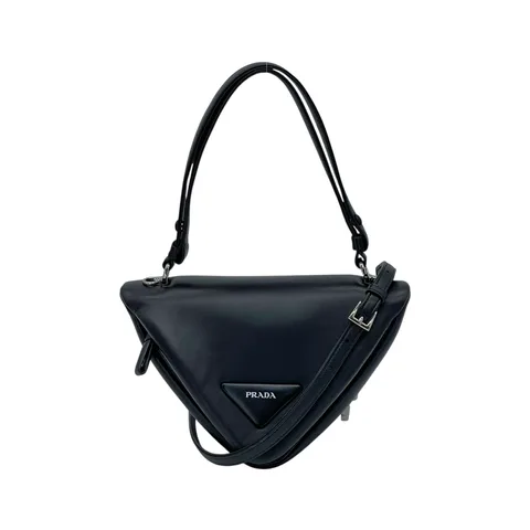 Prada Black Nappa Leather Padded Signaux Triangle Bag - 1