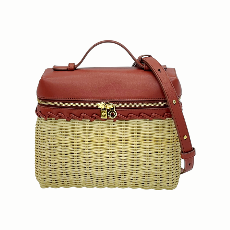 Loro Piana Malt Deep Kummel Sun Gold North South Wicker Rattan Calfskin Extra Pocket L19 - 1