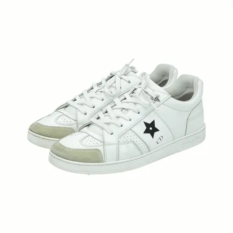 Christian Dior White Leather Black Star Sneaker 36.5 - 1
