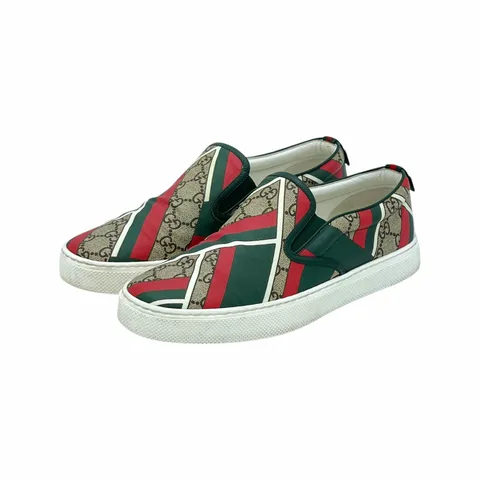 Gucci Duplin GG Chevron Canvas Slip On Sneakers 41.5 - 1