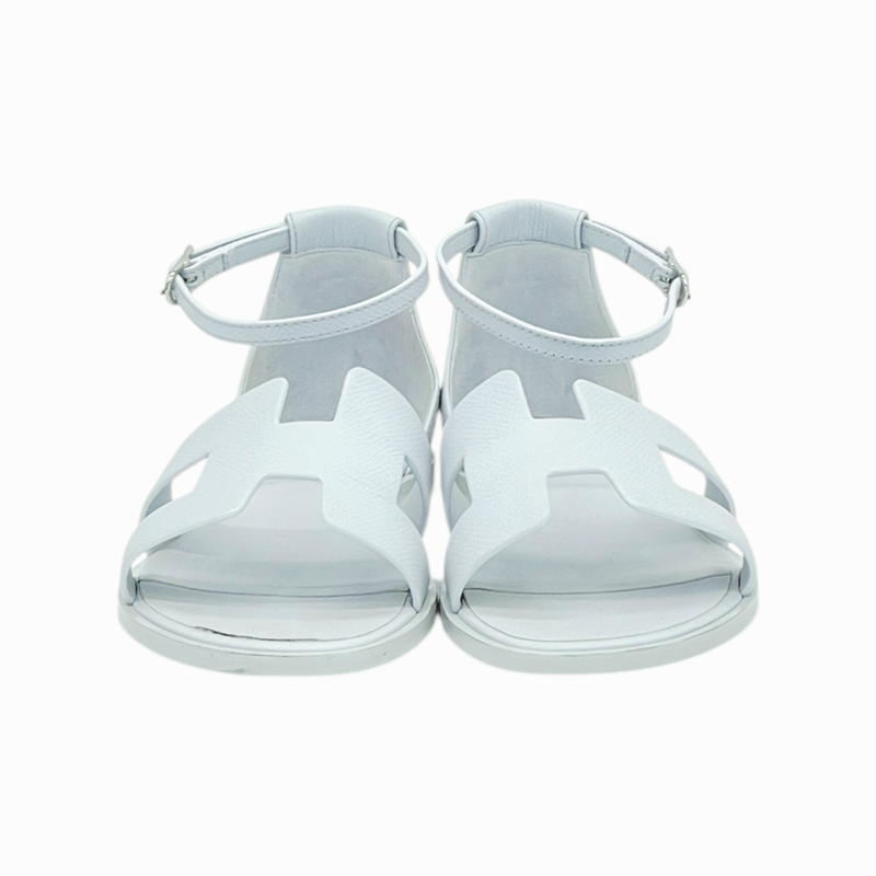 Hermes Epsom Leather Bleu Glacier Santorini Sandals 37 - 2