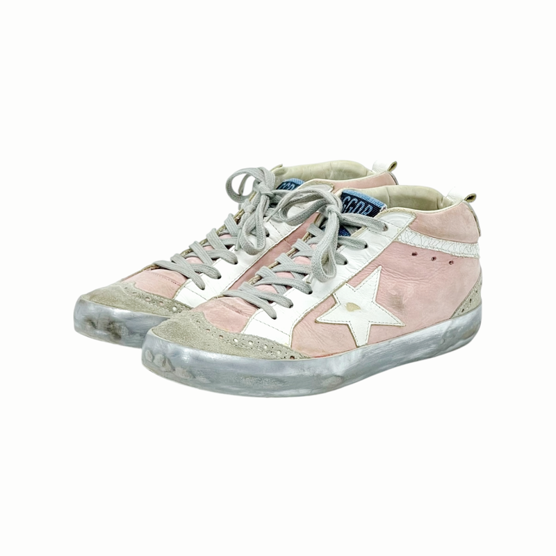 Golden Goose Pink Beige Suede White Leather Star High Top Sneakers 36 - 1
