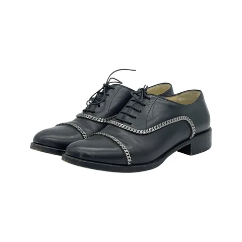 Christian Louboutin Black Leather Chain Lace Up Oxfords 38.5 - 1