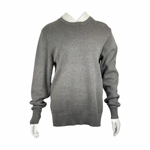 Louis Vuitton Grey Cotton Knit Monogram Print Jumper L - 1