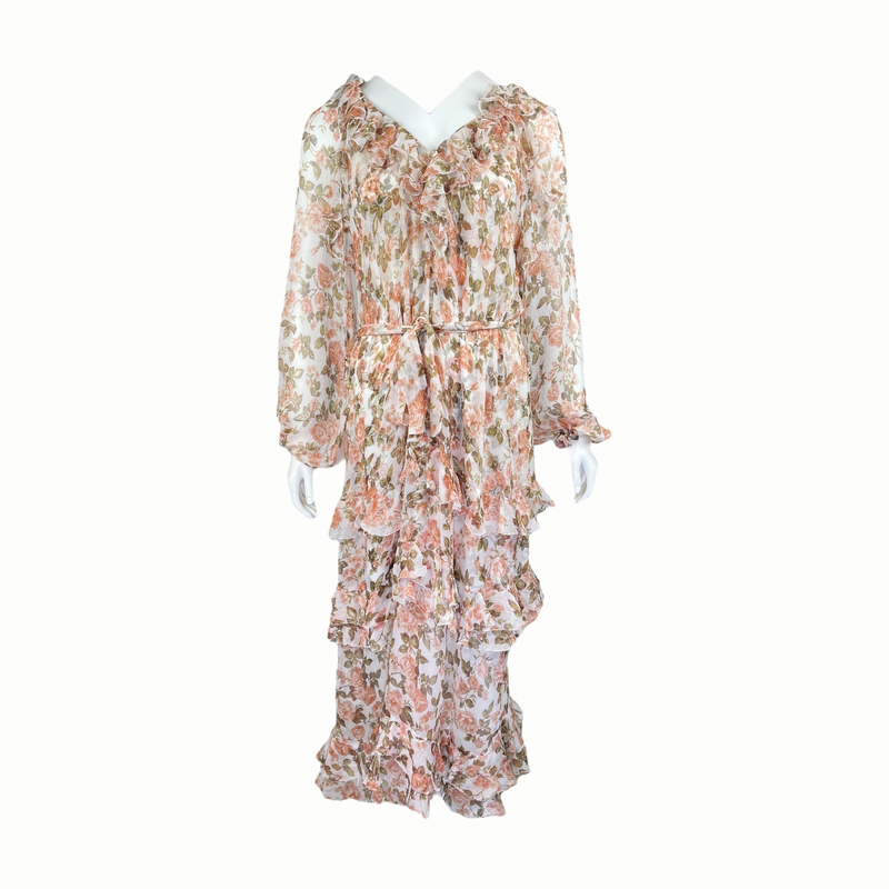 Zimmermann Peach Rose Radiate Frill Midi Dress 1 - 1