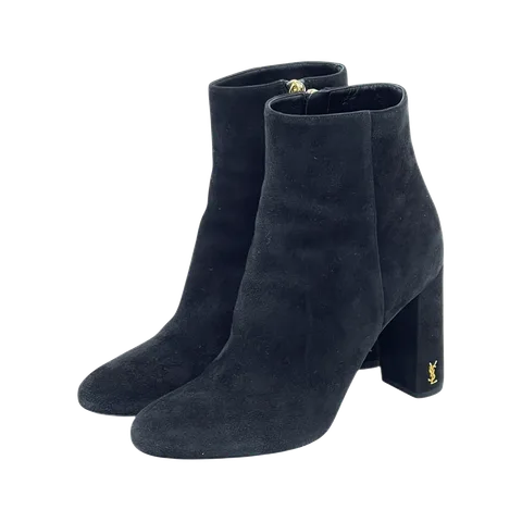 Saint Laurent Black Suede Kid Scamosciato Loulou Zip Boots 37