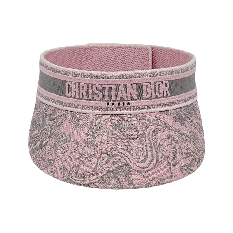 Christian Dior Pink Grey Toile Jouy Reverse Embroidered Cotton Visor - 1