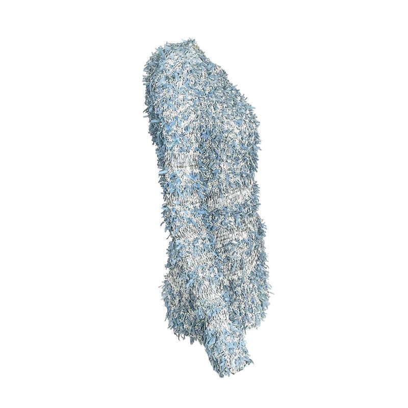 Balmain Blue White Gold Button Tweed Frayed Knitwear - 2