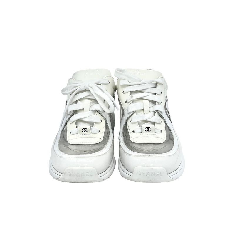 Chanel White Clear Toe PVC Leather Sneakers 39 - 2