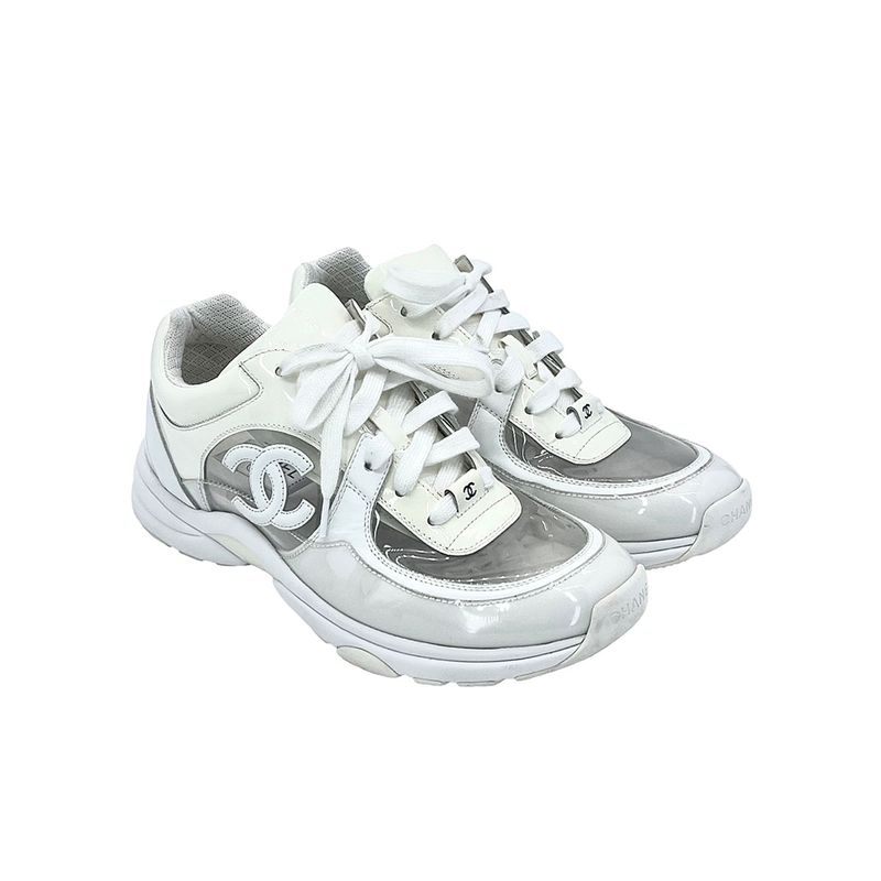 Chanel White Clear Toe PVC Leather Sneakers 39 - 3