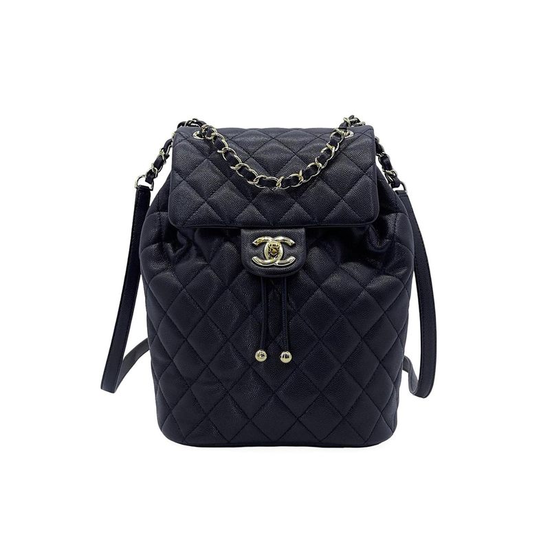 Chanel Black Caviar Leather Light Gold Hardware Small Urban Spirit Backpack - 1