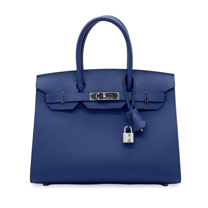 Hermes Sellier Epsom Leather Palladium Hardware Bleu Navy Birkin 30 - 1