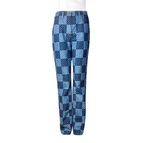Louis Vuitton Blue Denim Damier Skate Pants 40 - 1