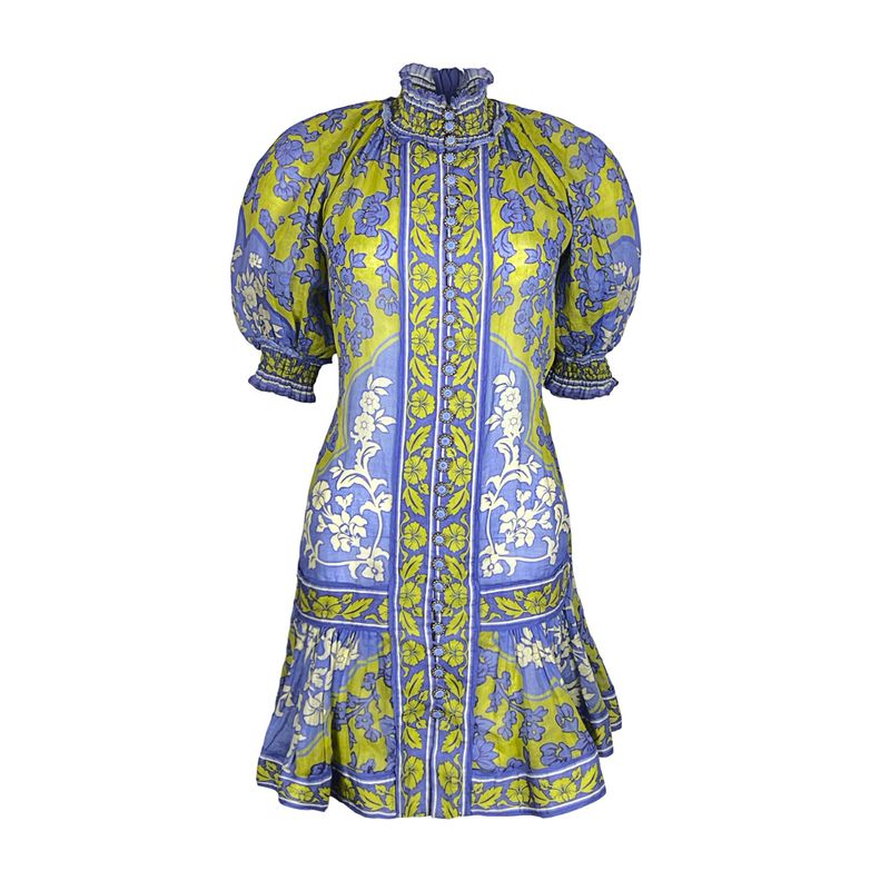 Zimmermann Blue Raie Lantern Mini Dress 2 - 1