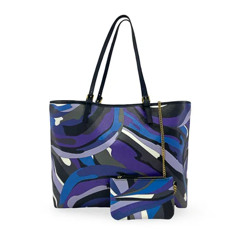 Emilio Pucci Multicolor Leather Tote Bag