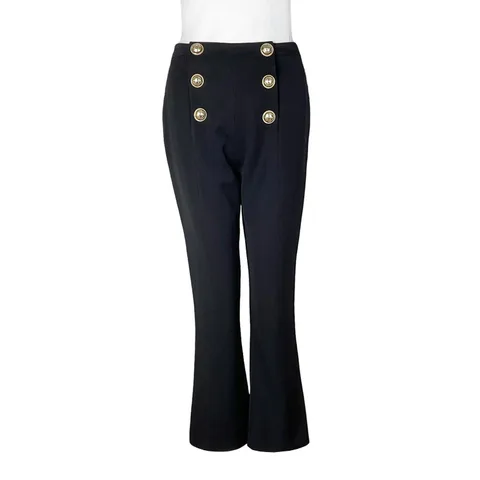 Balmain Black Wool Gold Button Pants 36 - 1