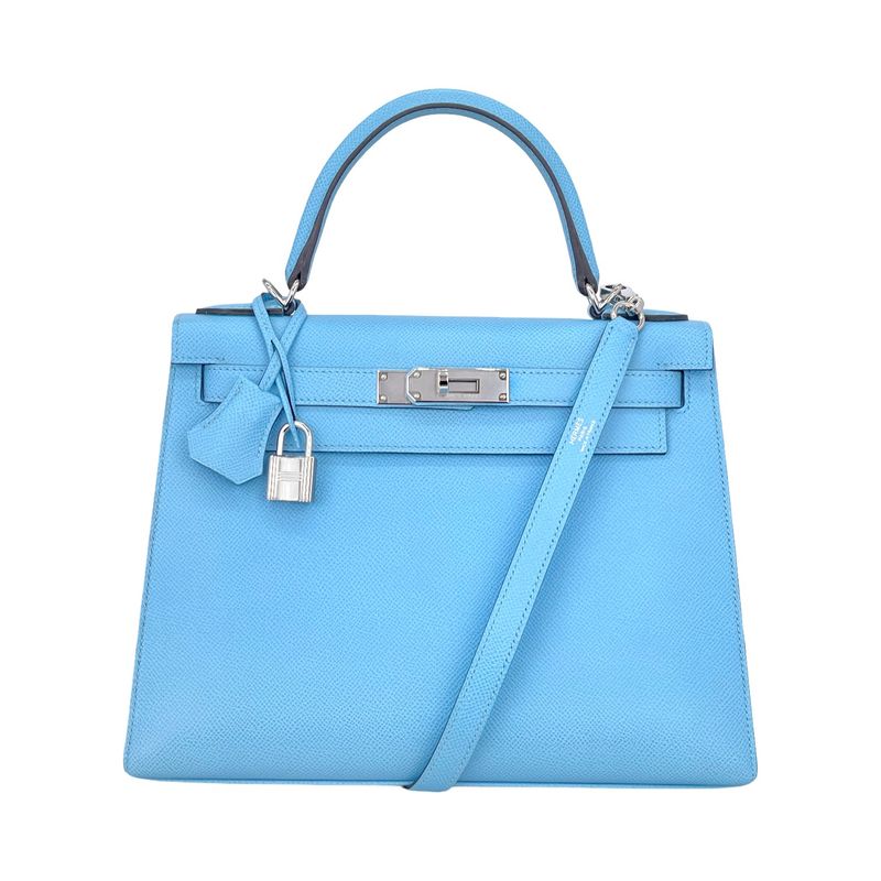 Hermes Epsom Leather Palladium Hardware Bleu Du Nord Kelly 28 - 1