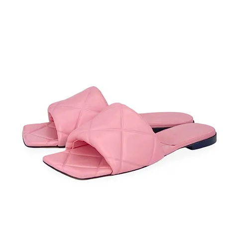 Bottega Veneta Pink Leather Lido Slides 38.5 - 1