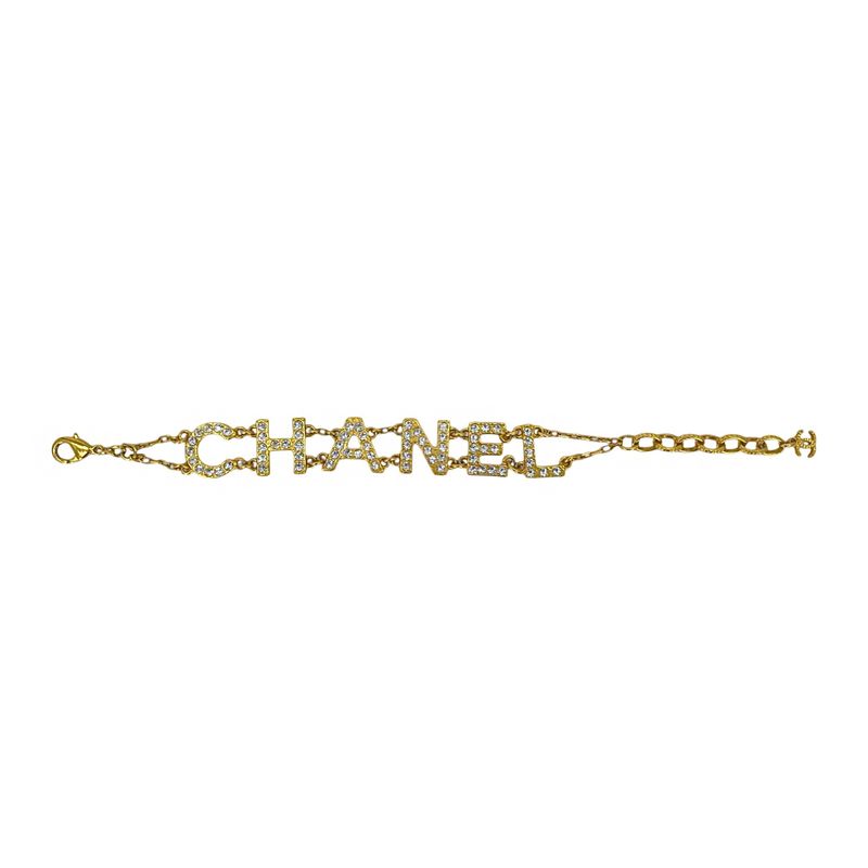Chanel Gold Crystal Logo Bracelet - 1