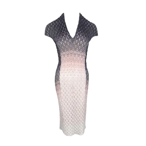 Missoni Black White Pink Viscose Dress IT38